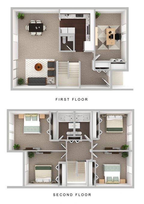 Floor plan for 4 beds, 1.5 baths, 1508 sqft